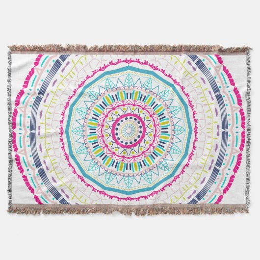 Lebendige farbenfrohe Mandala-Kunst Decke (Vorderseite)