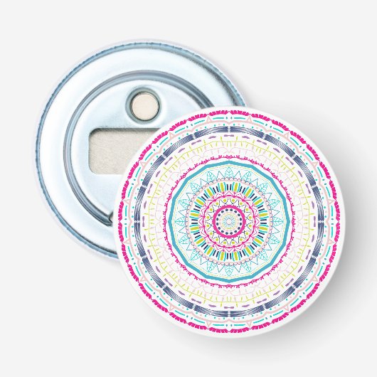 Lebendige farbenfrohe Mandala-Kunst Flaschenöffner (Vorderseite)