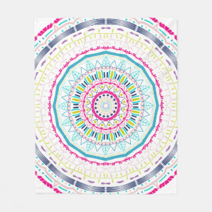 Lebendige farbenfrohe Mandala-Kunst Fleecedecke