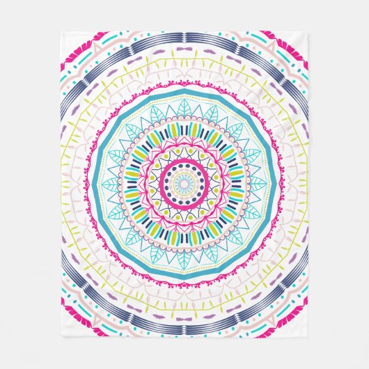 Lebendige farbenfrohe Mandala-Kunst Fleecedecke (Vorderseite)