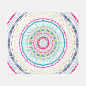 Lebendige farbenfrohe Mandala-Kunst Fleecedecke (Vorderseite (Horizontal))