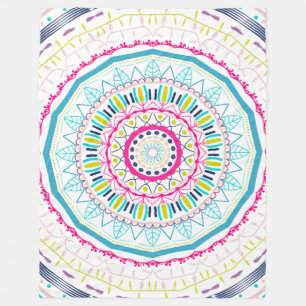 Lebendige farbenfrohe Mandala-Kunst Fleecedecke