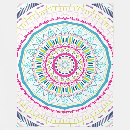Lebendige farbenfrohe Mandala-Kunst Fleecedecke (Vorderseite)