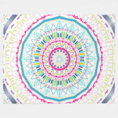 Lebendige farbenfrohe Mandala-Kunst Fleecedecke (Vorderseite (Horizontal))