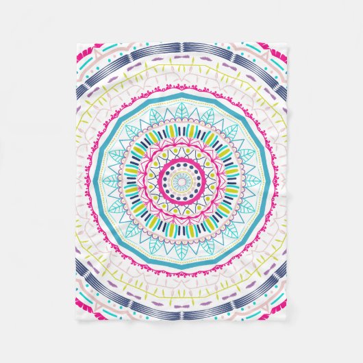 Lebendige farbenfrohe Mandala-Kunst Fleecedecke (Vorderseite)