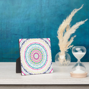 Lebendige farbenfrohe Mandala-Kunst Fotoplatte