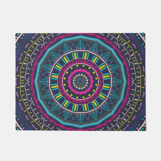 Lebendige farbenfrohe Mandala-Kunst Fußmatte (Vorderseite)