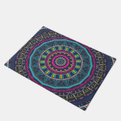 Lebendige farbenfrohe Mandala-Kunst Fußmatte (Schrägansicht)