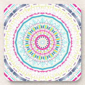 Lebendige farbenfrohe Mandala-Kunst Getränkeuntersetzer (Vorderseite)