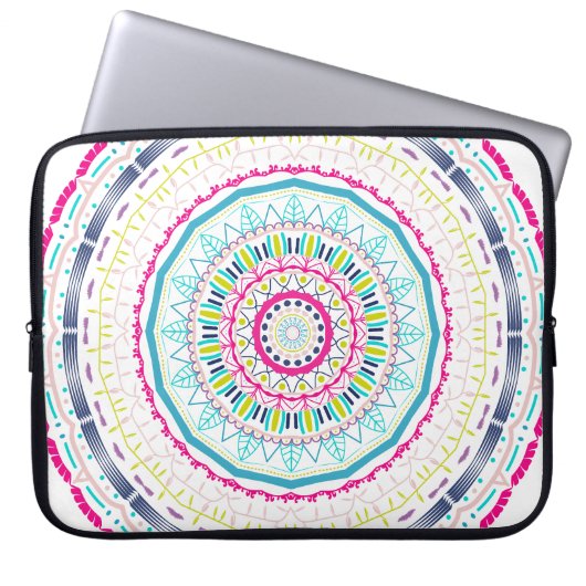 Lebendige farbenfrohe Mandala-Kunst Laptopschutzhülle (Vorderseite)