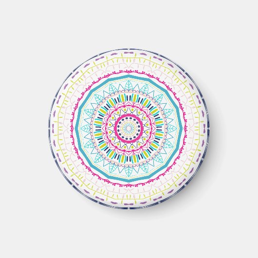 Lebendige farbenfrohe Mandala-Kunst Magnet (Vorne)