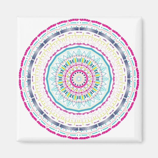 Lebendige farbenfrohe Mandala-Kunst Magnet (Vorne)
