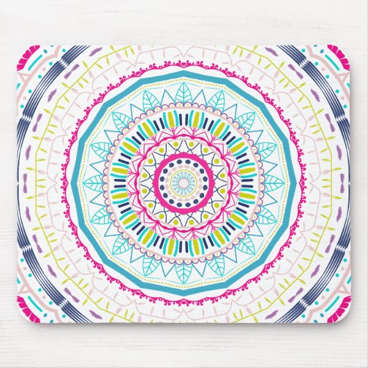 Lebendige farbenfrohe Mandala-Kunst Mousepad (Vorne)
