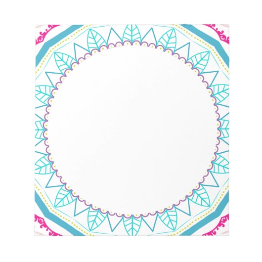 Lebendige farbenfrohe Mandala-Kunst Notizblock (Vorderseite)