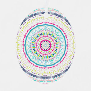 Lebendige farbenfrohe Mandala-Kunst Ornament Aus Metall