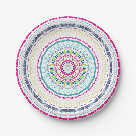 Lebendige farbenfrohe Mandala-Kunst Pappteller (Vorderseite)