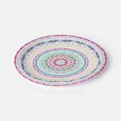 Lebendige farbenfrohe Mandala-Kunst Pappteller (Schrägansicht)