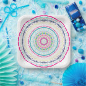 Lebendige farbenfrohe Mandala-Kunst Pappteller (Party)