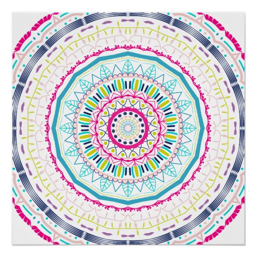 Lebendige farbenfrohe Mandala-Kunst Poster (Vorderseite)