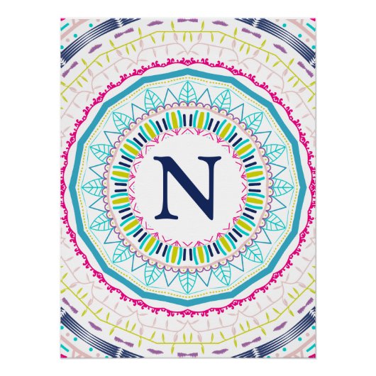 Lebendige farbenfrohe Mandala-Kunst Poster (Vorderseite)