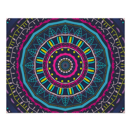 Lebendige farbenfrohe Mandala-Kunst Poster (Vorderseite)