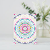 Lebendige farbenfrohe Mandala-Kunst Postkarte (Stehend Vorderseite)