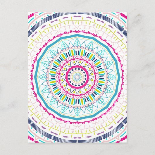 Lebendige farbenfrohe Mandala-Kunst Postkarte (Vorderseite)