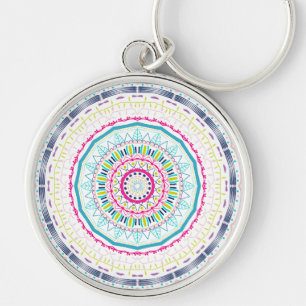 Lebendige farbenfrohe Mandala-Kunst Schlüsselanhänger
