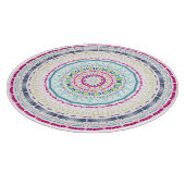 Lebendige farbenfrohe Mandala-Kunst Schneidebrett (Ecke)