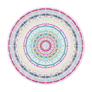 Lebendige farbenfrohe Mandala-Kunst Schneidebrett