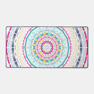 Lebendige farbenfrohe Mandala-Kunst Schreibtischunterlage
