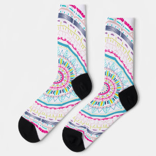 Lebendige farbenfrohe Mandala-Kunst Socken