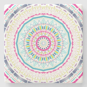 Lebendige farbenfrohe Mandala-Kunst Steinuntersetzer