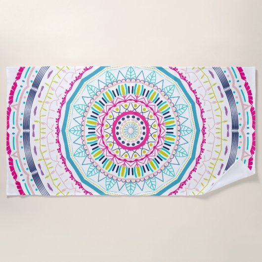 Lebendige farbenfrohe Mandala-Kunst Strandtuch (Vorderseite)