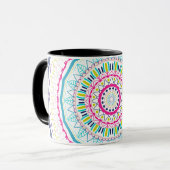 Lebendige farbenfrohe Mandala-Kunst Tasse (Vorderseite Links)