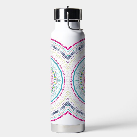 Lebendige farbenfrohe Mandala-Kunst Trinkflasche (Links)