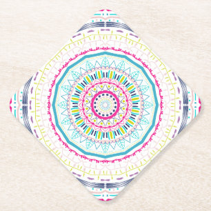 Lebendige farbenfrohe Mandala-Kunst Untersetzer