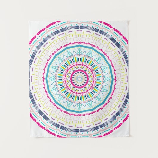 Lebendige farbenfrohe Mandala-Kunst Wandteppich (Vorderseite)