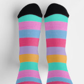Lebendige farbenfrohe Retro-Streifen Socken (Oben)