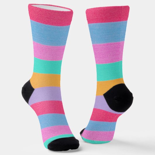 Lebendige farbenfrohe Retro-Streifen Socken (Gewinkelt)