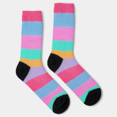Lebendige farbenfrohe Retro-Streifen Socken (Rechts)
