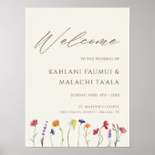 Lebendige farbenfrohe Wildblume Blütenhochzeit Poster (Vorne)