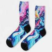 Lebendige farbenfrohe Wirbel-Abstraktion Socken (Linkes Detail)