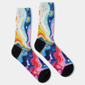 Lebendige farbenfrohe Wirbel-Abstraktion Socken (Rechts)