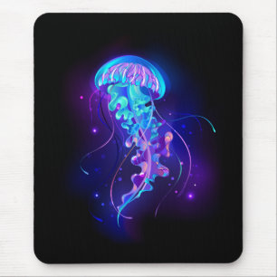 Lebendige Farbglühende Qualle Mousepad