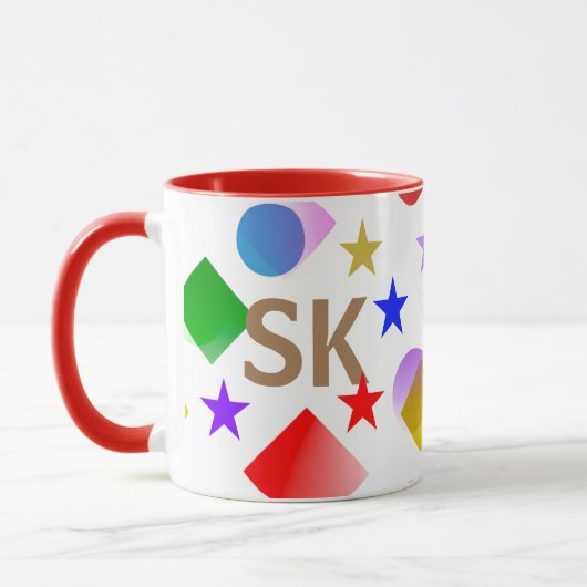 Lebendige Farbige Sterne Kreise Quadrate Personali Tasse (Links)