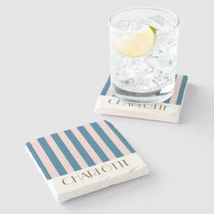 Lebendige Farbige Streifen Maritime Blaue Hochzeit Steinuntersetzer