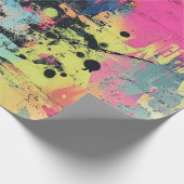 Lebendige Farbspritzer-Graffiti Pink Gelb Blau Geschenkpapier (Ecke)