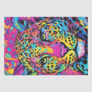 Lebendige Feline: Farbenfrohe Regenbogen-Leopard-D Seidenpapier