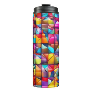 Lebendige Fliesenmosaik in Farbe Thermosbecher